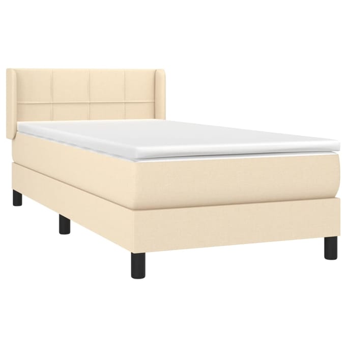 vidaXL - Boxspring - met - matras - stof - crèmekleurig - 100x200 - cm