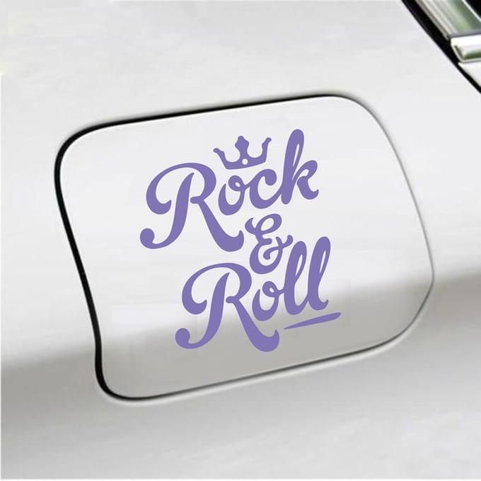 Bumpersticker - Rock & Roll - 11,3 X 13 - Paars