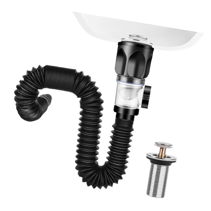 Wasbak Afvoerpijp Uitschuifbaar Flexibel Geurloos Lekdicht Universele Wastafel Afvoerpijp voor black