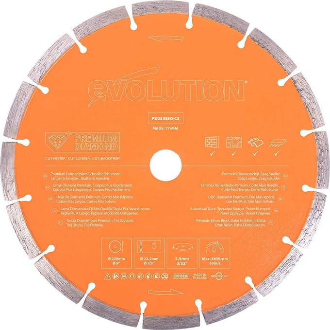 EVOLUTION - PREMIUM DIAMANTBLAD - 230 X 22.2 X 2.5 MM - 16 T