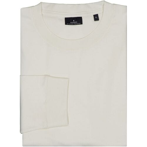 Ragman T-Shirt Uni Color Round Neck Long Sleeve Bottom Rib Ecru / male