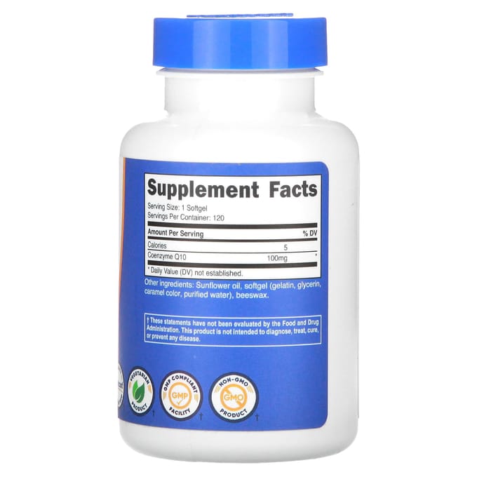 Nutricost, CoQ10, 100mg, 120 gélules molles