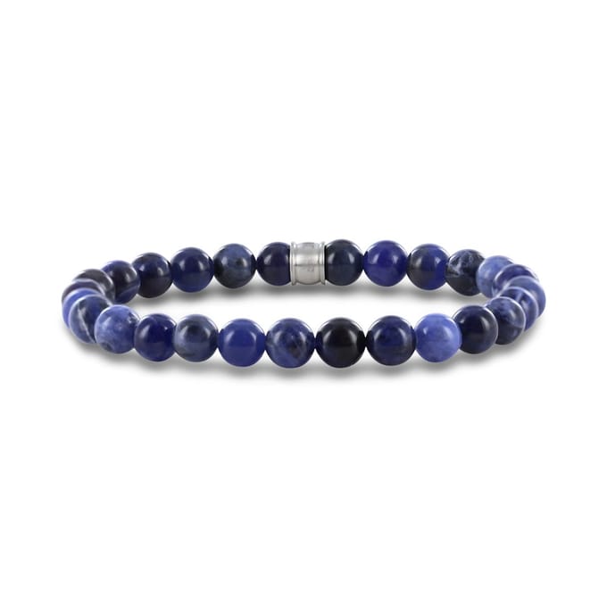 Frank 1967 7FB-0670 Armband Sodaliet Beads 8mm - 20cm - Staal - Blauw