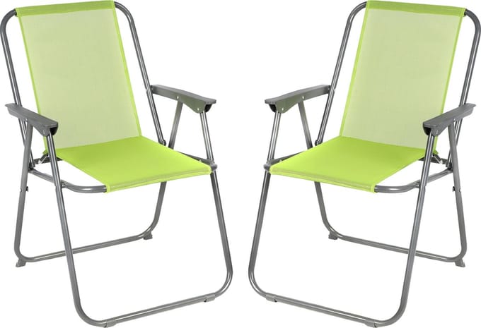 Sunnydays Picnic camping/strand stoel - 4x - aluminium - inklapbaar - groen - L53 x B55 x H75 cm