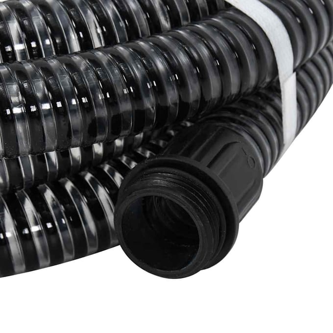 vidaXL Zuigslang met messing koppelingen 1,1'' 7 m PVC zwart