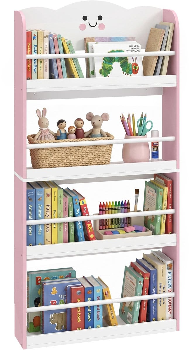 AIYAPLAY Kids Bookcase-MDF, Kiefer-60L x 15B x 120,5H cm-Rosa