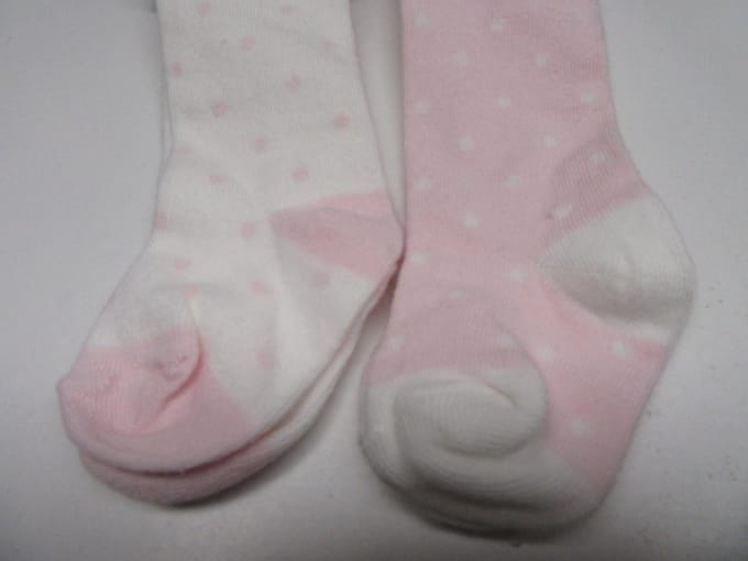 dirkje collant maillot , rose met witte stip  6-12 maand