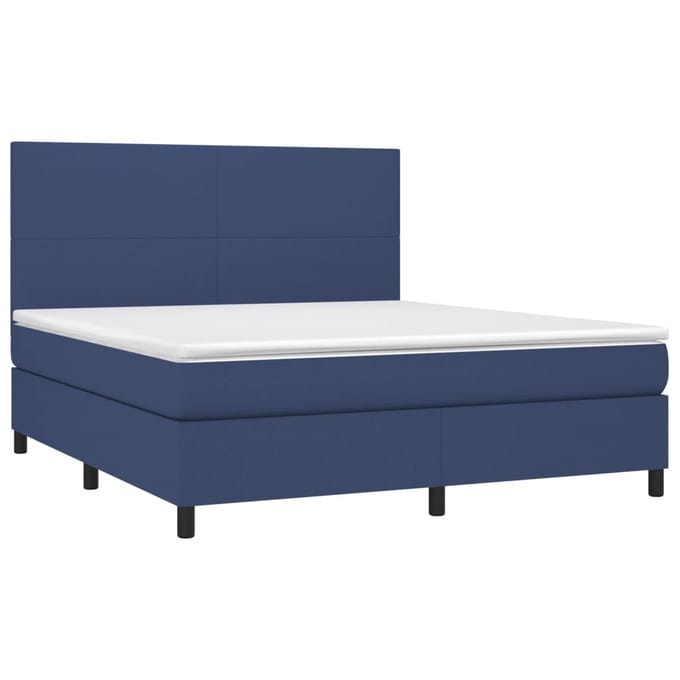 vidaXL - Boxspring - met - matras - en - LED - stof - blauw - 160x200 - cm