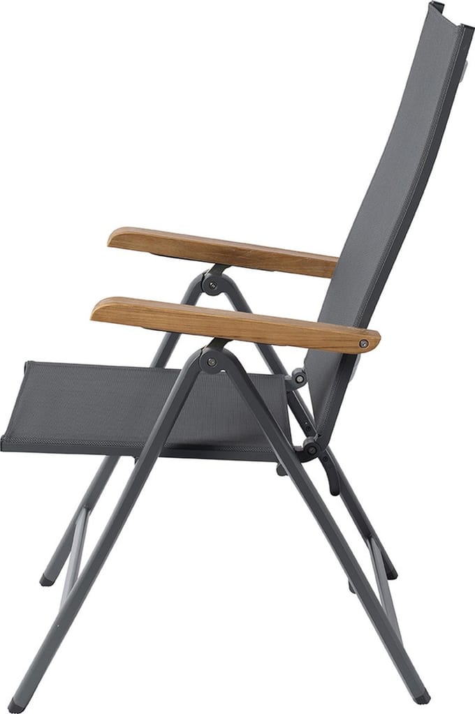 Brulo - Aluminium tuinstoel - ligstoel - strandstoel opvouwbaar - ligstoel- teak Grijs