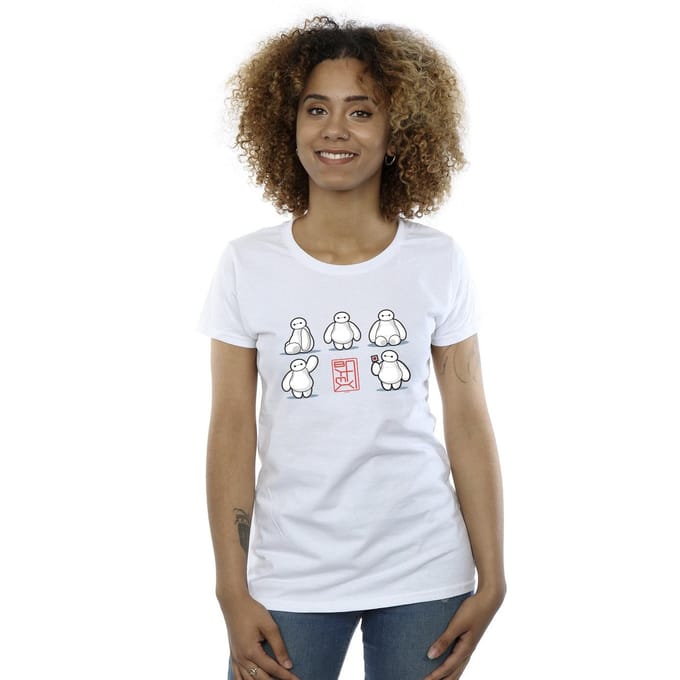 Disney Dames/Dames Big Hero 6 Baymax Veel Poses Katoenen T-Shirt (Wit)