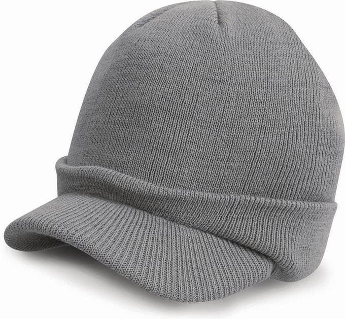 Result Wintermuts - met visor klep - grijs - volwassenen - polyacryl - heren / dames muts
