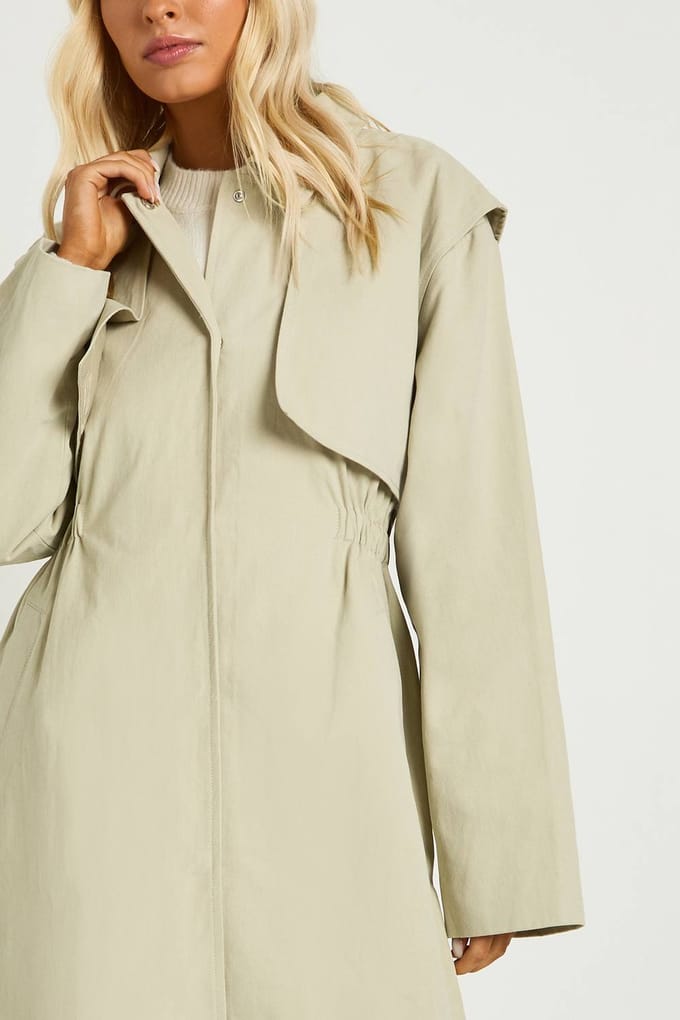 boohoo Dames Oversized trenchcoat met getailleerde taille | Stone | Maat: 8