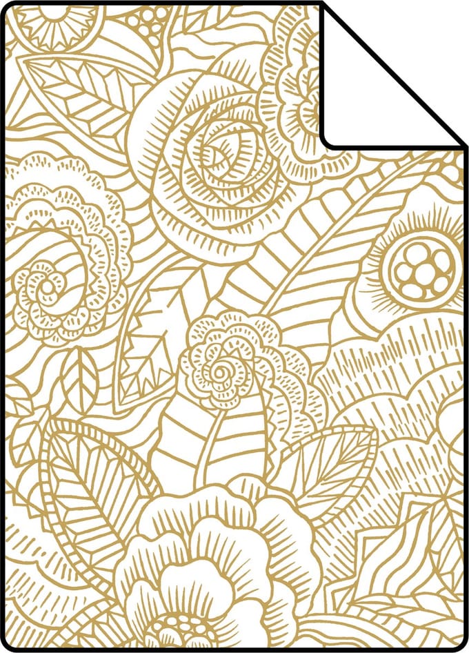 Proefstaal ESTAhome behang bloemtekeningen goud - 26.5 x 21 cm - 139549-S