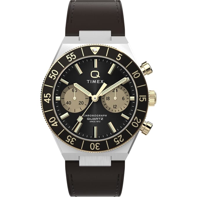 Timex Q Timex Continental TW2Y56000 Horloge - Leer - Bruin - Ø 40 mm
