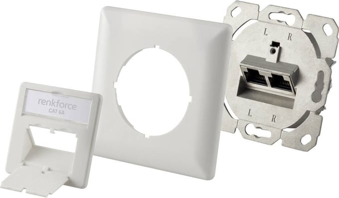 Renkforce Netwerkdoos Inbouw (in muur) Inzet CAT 6A 2 poorten Wit