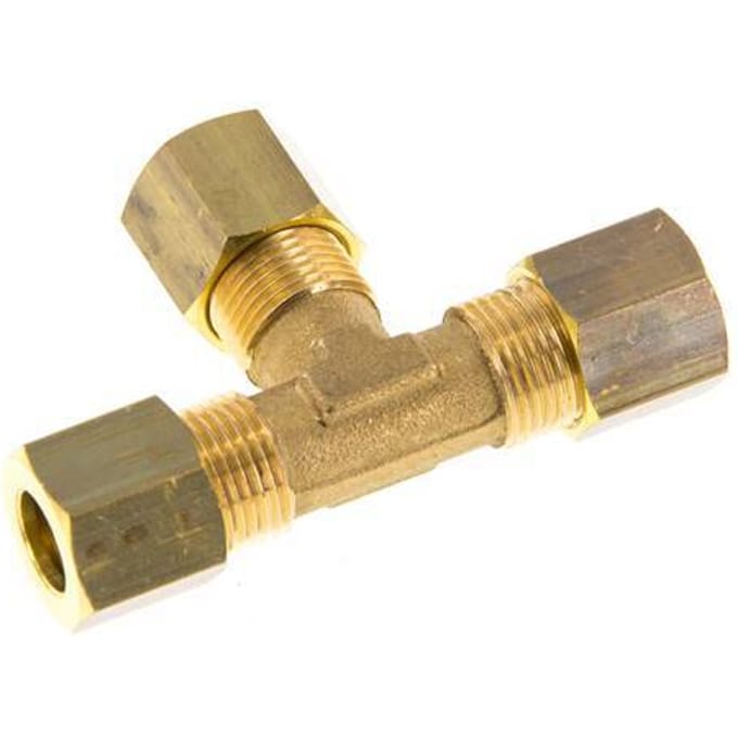 8mm Messing T-stuk Knelfitting 135 Bar DIN EN 1254-2
