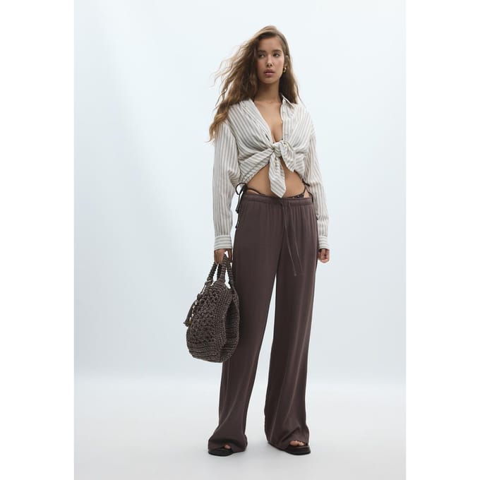 Stradivarius Overhemd met linnenlook  Steen L