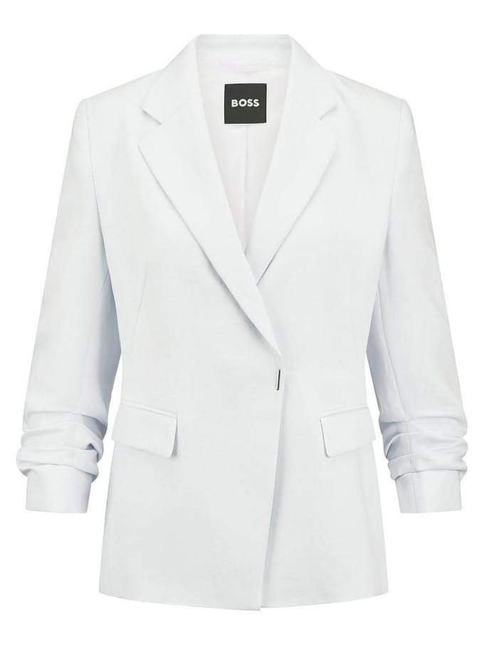 slim fit korte blazer van mix van linnen en viscose model 'JIA8'