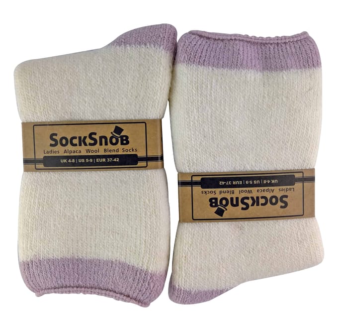Pantoffelsokken van alpacawolmix voor dames - Paars