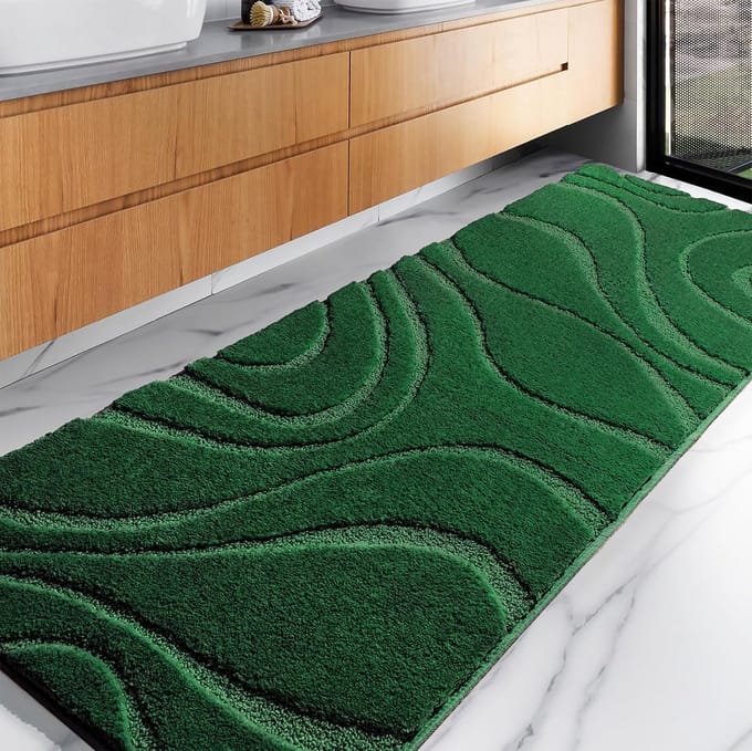 Extra Lange Badmat Runner 61x183cm Groen Antislip Machine Wasbaar