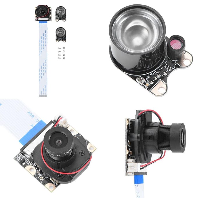 Module de caméra 5MP Manuel IR cut Vision nocturne avec 2 pièces lumière d'appoint pour Raspberry Pi 2 B+ gray