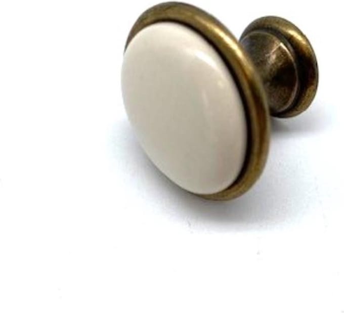 Knop Porselein Messing Antiek 24mm