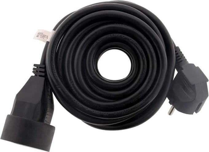 Verlengkabel zwart 16 A 2P+T HO5VV-F 3G15 mm² 10 m - extra lang