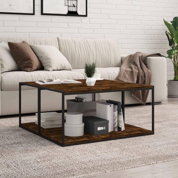 vidaXL - Wandschappen - 4 - st - 80x40x1,5 - cm - bewerkt - hout - gerookt - eikenkleur