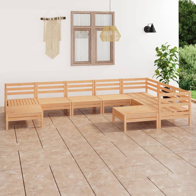 vidaXL - 9-delige - Loungeset - massief - grenenhout