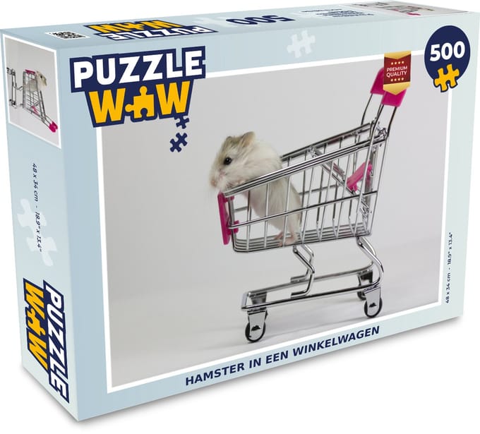 Puzzel Hamster in een winkelwagen - Legpuzzel - Puzzel 500 stukjes