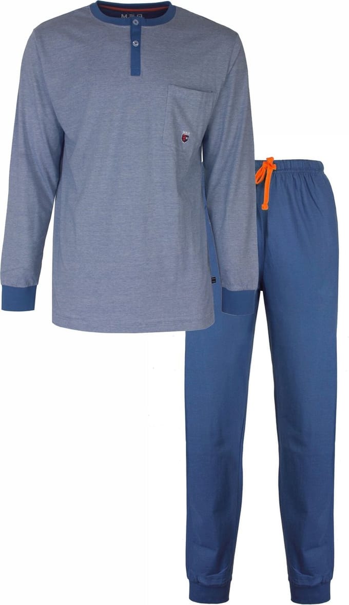 MEQ Heren Pyjama - Pyjama Set - 100% Katoen - Licht Blauw - Maat M