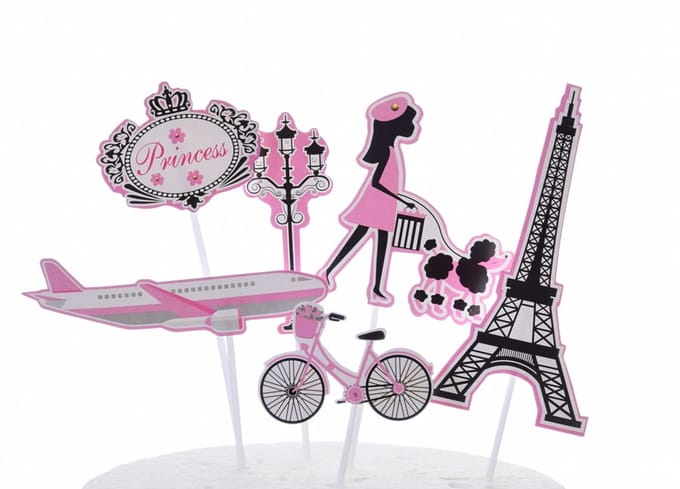 Toppers voor Taartdecoratie Parijs Vrouw Set 6St
