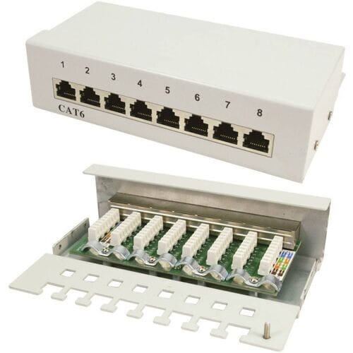 LogiLink NP0016A 8 poorten Netwerkpatchbox CAT 6 1 HE Meerdere kleuren Ingericht