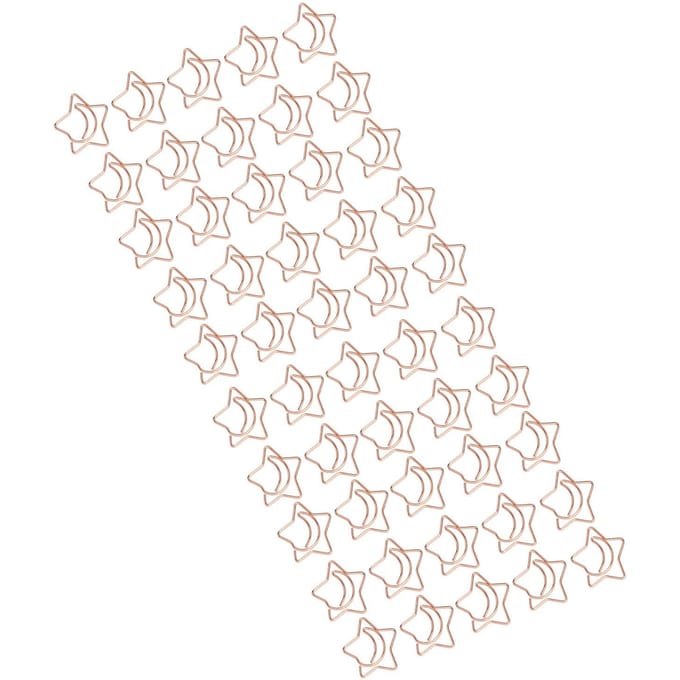 50 Pièces Trombones Pentagramme Processus d'Électroplacage Inaltérables Mignons Forme Mini Trombones Or Rose