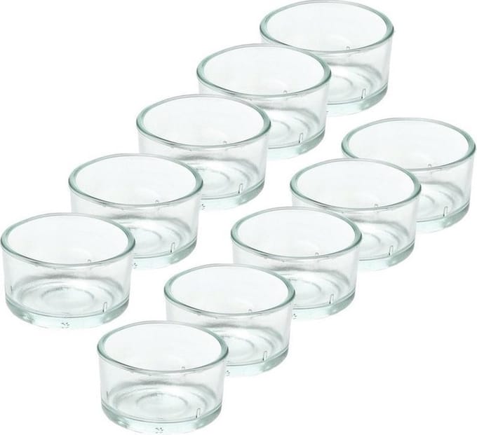 Trend Candles theelichthouder - 10x - glas - transparant - 4x3 cm - waxinelicht