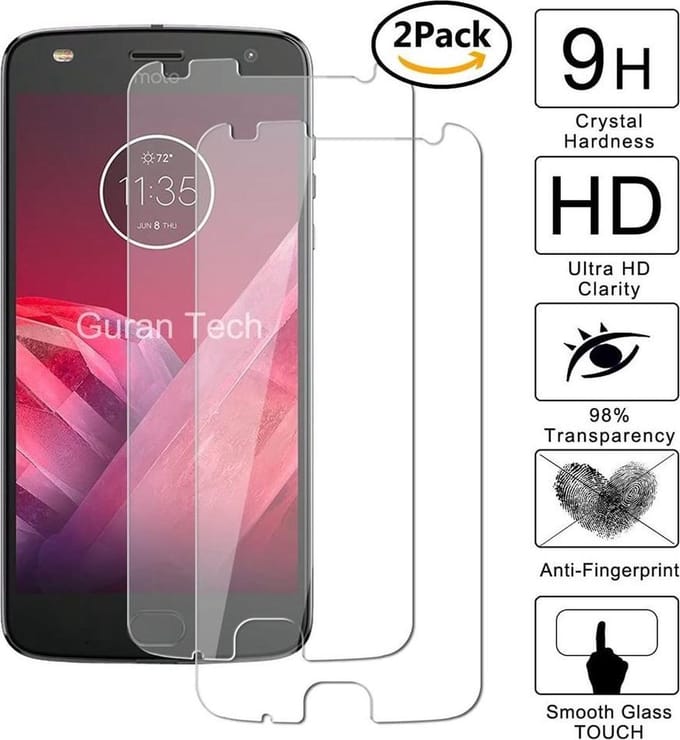 Screenprotector Glas - Tempered Glass Screen Protector Geschikt voor: Motorola Moto Z2 Play - 2x