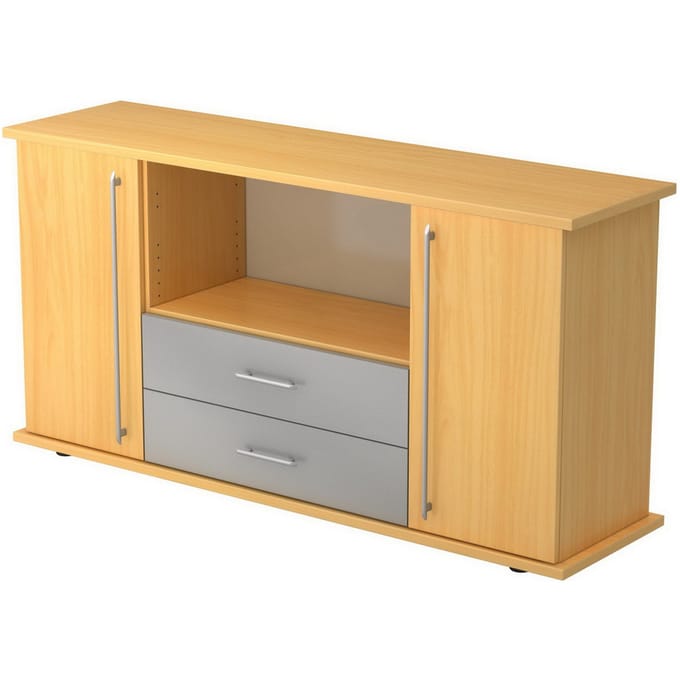 KAPA SB | Dressoir | met deuren + laden - Beuken Rail handvat (kunststof)