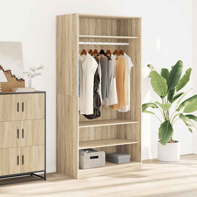 vidaXL - Kledingkast - 100x50x200 - cm - bewerkt - hout - sonoma - eikenkleurig