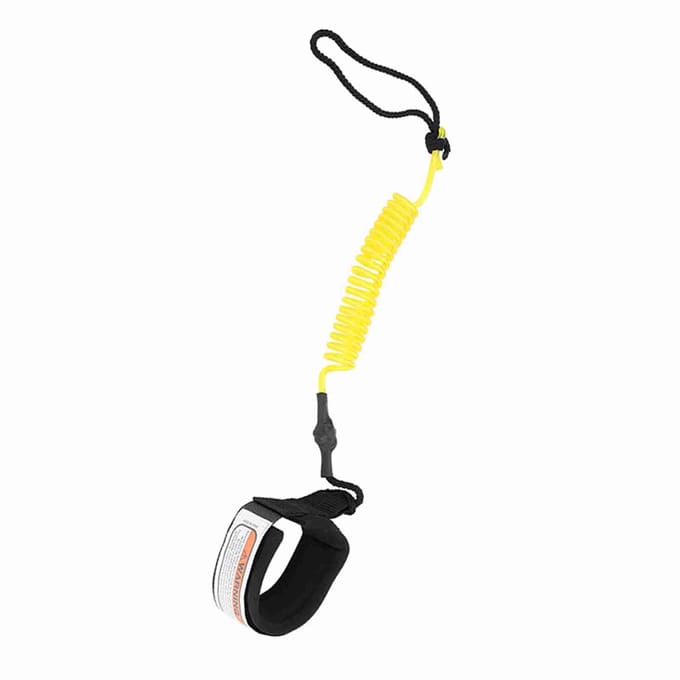 Laisse de Surf Stand Up Paddle Board 5mm Ressort Spiralé Corde de Pied pour Planche de Surf Yellow jaune