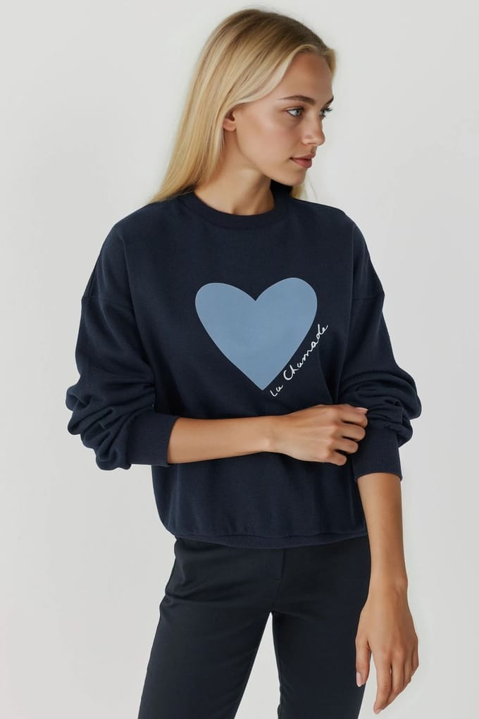 Geprinte Crew Neck Verhoogde Sweatshirt