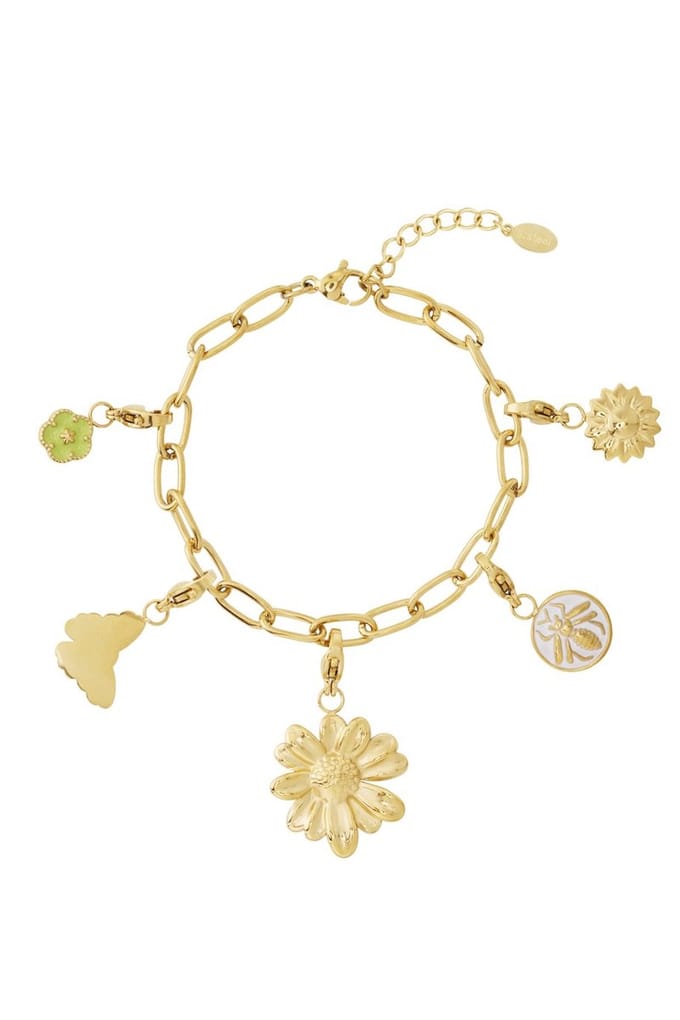 Bedelarmband - Stainless steel- Mix en match - Goudkleurig