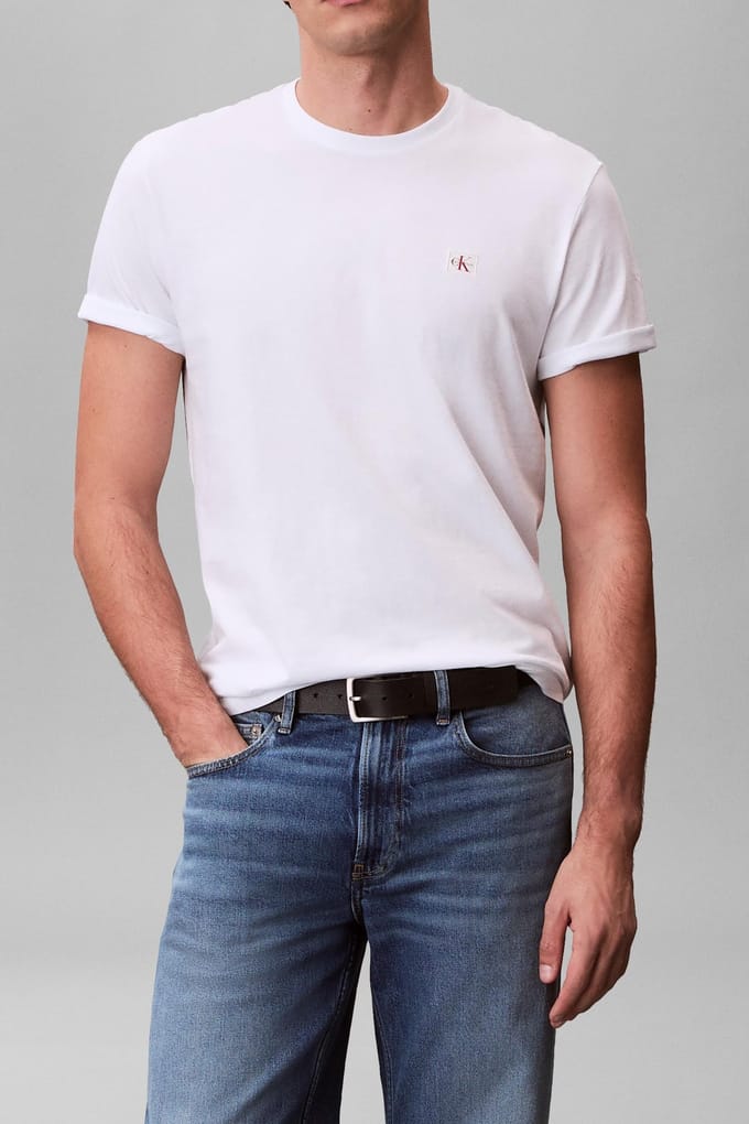 Calvin Klein Ss Badge Tee 2-pack Bright White/classic Blue Taglia: S | Magliette basic Outlet | Uomo | Blu