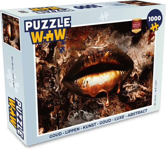 Puzzel Goud - Lippen - Kunst - Goud - Luxe - Abstract - Legpuzzel - Puzzel 1000 stukjes volwassenen