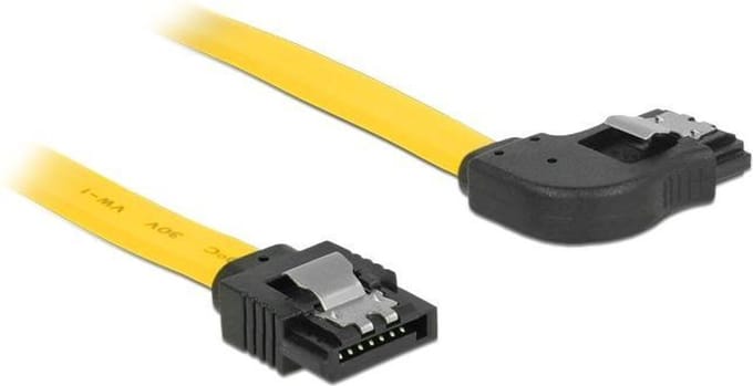 SATA datakabel - recht / haaks naar links - plat - SATA600 - 6 Gbit/s / geel - 0,30 meter