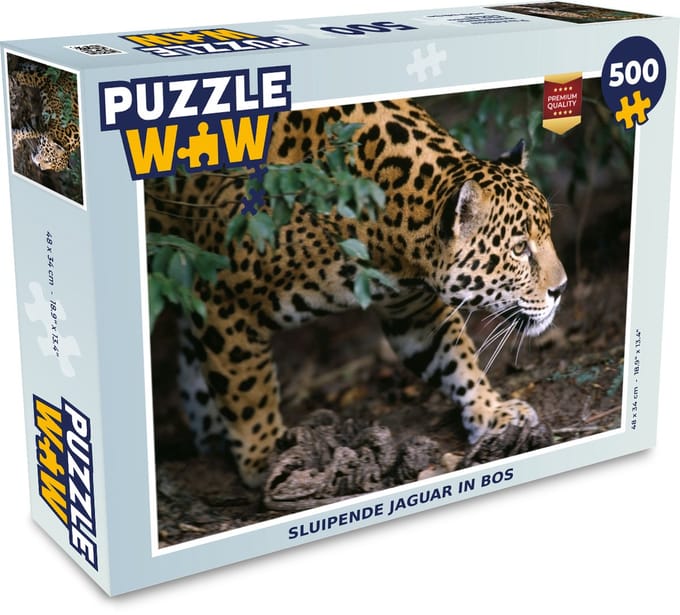 Puzzel Sluipende jaguar in bos - Legpuzzel - Puzzel 500 stukjes