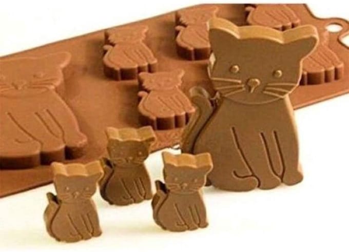 New Age Devi - "Kat-/Poes-Siliconen-Vorm voor Ijsblokjes, Ijsklontjes & Chocoladefondant"
