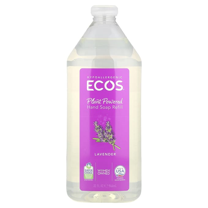 Produits écologiques, Ecos, recharge de savon pour les mains, lavande, 940 ml (946ml) white