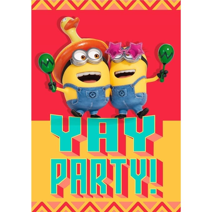 Wenskaart Hallmark uitnodiging Minions pak à 6 stuks