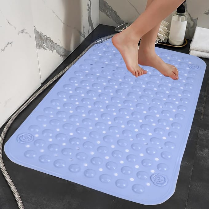 Antislip Douchemat - Badmat Veilig - Veilig Douchen - Met Zuignappen - 80 x 50 cm - Blauw