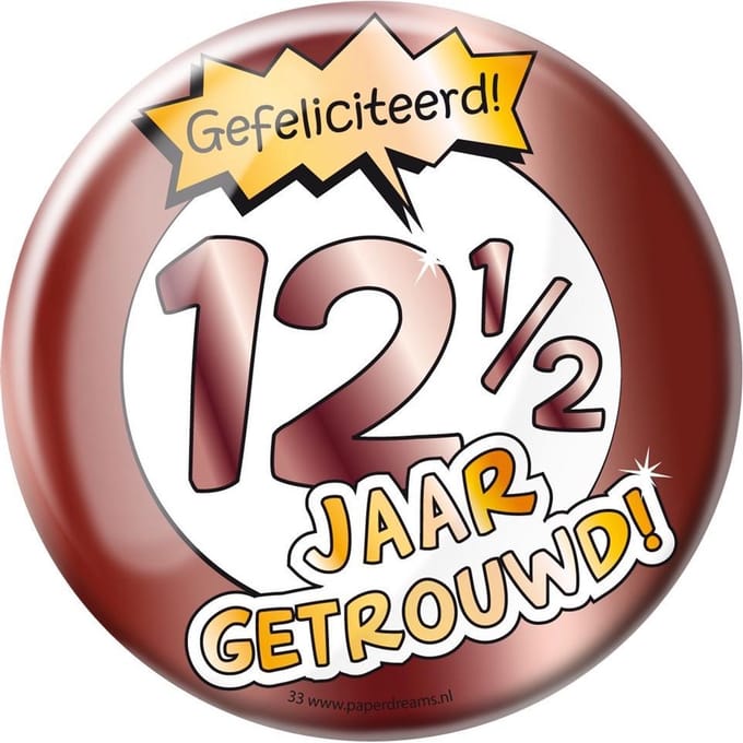 Paperdreams - Button 12,5 jaar getrouwd (10 cm)